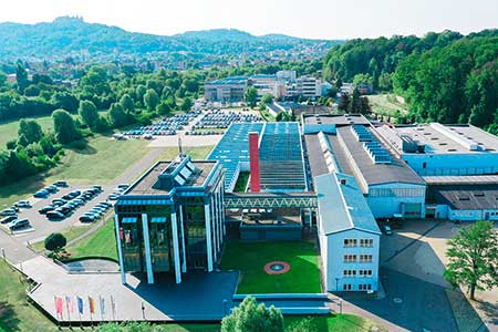 Gebäude der Firma KAPP NILES als Luftbildaufnahme von oben