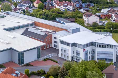 Gebäude der Firma Lasco als Luftbild von oben